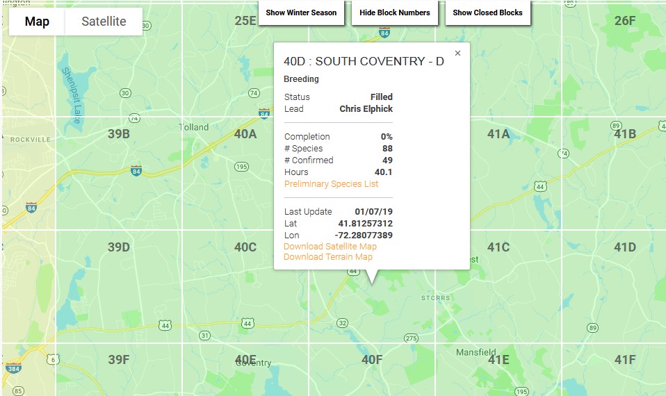 An image of the interactive atlas block map showing an example of block data