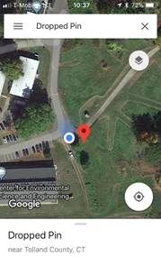 Screenshot displaying how to derive coordinates from Google Maps (1 of 2)